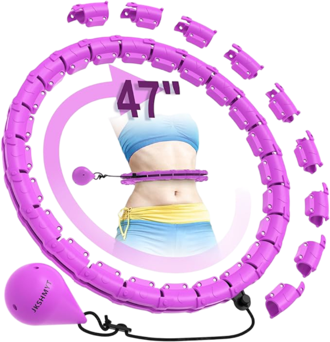 Weighted Hula Circle Hoops for Adults Weight Loss, Infinity Fitness Hoop Plus Size 47 Inch, 24 Detachable Links, Exercise Hoop Suitable for Women and Beginners