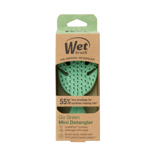 Wet Brush Go Green Mini Detangler Hairbrush with UltraSoft Intelliflex Bristles - Green