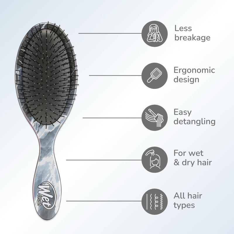 WetBrush Original Detangler Hair Brush with Ultra Soft Intelliflex Bristles Metallic Marble Collection Onyx Marble