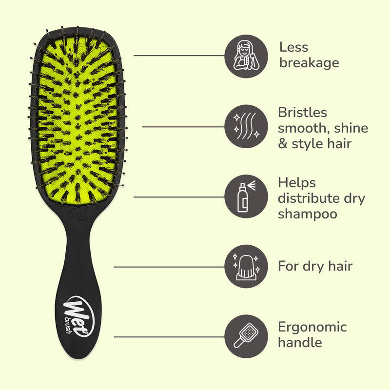 Wet Brush Shine Enhancer Paddle Hair Brush Black with Natural Boar Bristles Pain Free Detangling Brush for All Hair Types