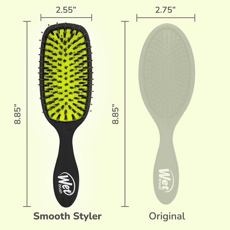Wet Brush Shine Enhancer Paddle Hair Brush Black with Natural Boar Bristles Pain Free Detangling Brush for All Hair Types