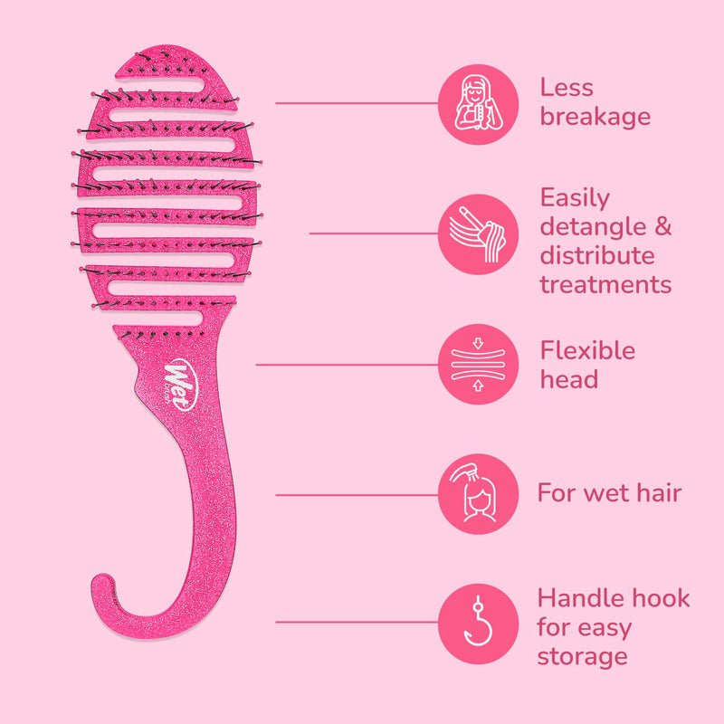 Wet Brush Shower Detangler Brush Pink Glitter By For Unisex - 1 Pc Hair Brush