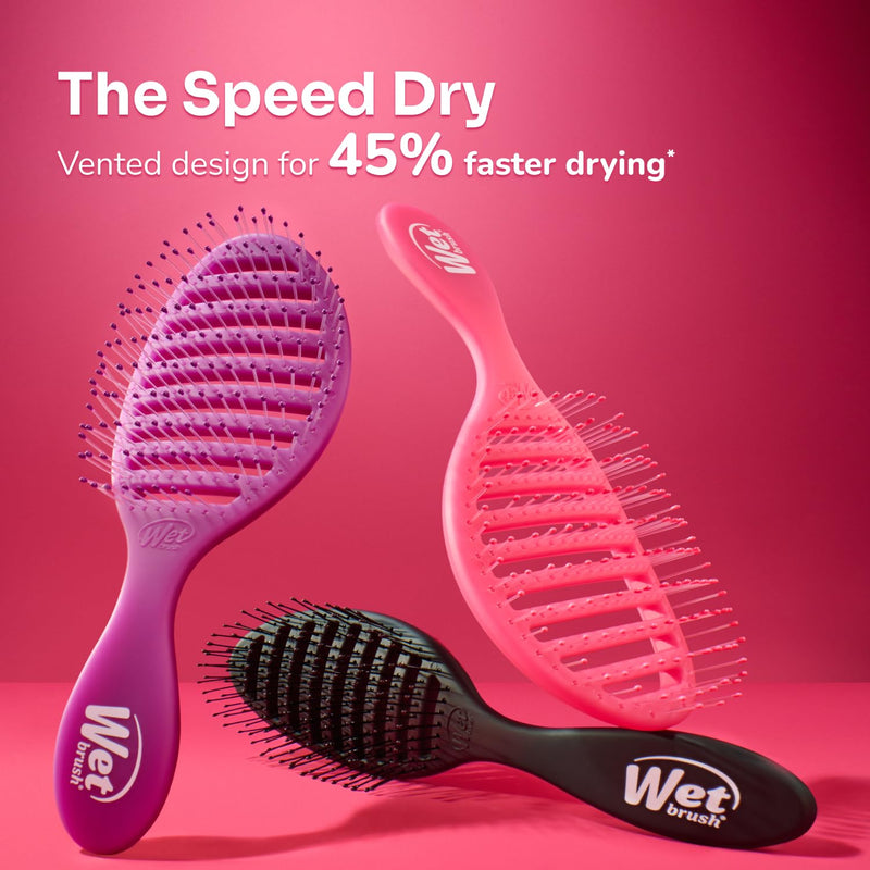 Wet Brush Speed Dry Detangler Pink Heat-Flex Bristles, Anti-Static Blow Dry Brush for All Hair Types