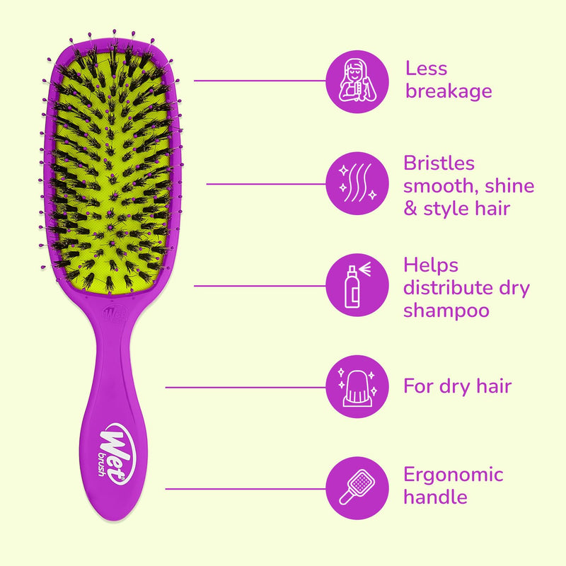 Wetbrush Shine Enhancer Hairbrush with Natural Boar Bristles Eco Friendly Purple