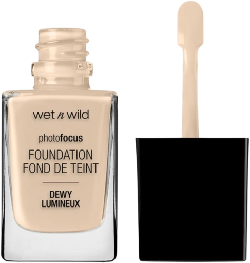 Wet n Wild Photo Focus Dewy Foundation in Nude Ivory - Moisturizing Formula for Normal and Dry Skin - Vegan