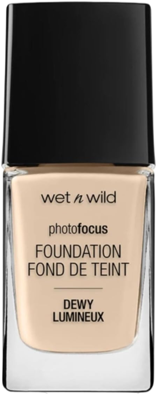 Wet n Wild Photo Focus Dewy Foundation in Nude Ivory - Moisturizing Formula for Normal and Dry Skin - Vegan