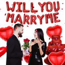 Will You Marry Me Proposal Decoration Set  Red Heart Foil Balloons & Rose Petals