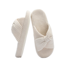 Women’s Memory Foam House Slippers Corduroy Bow Crossband Slide Slippers Comfy Indoor Shoes