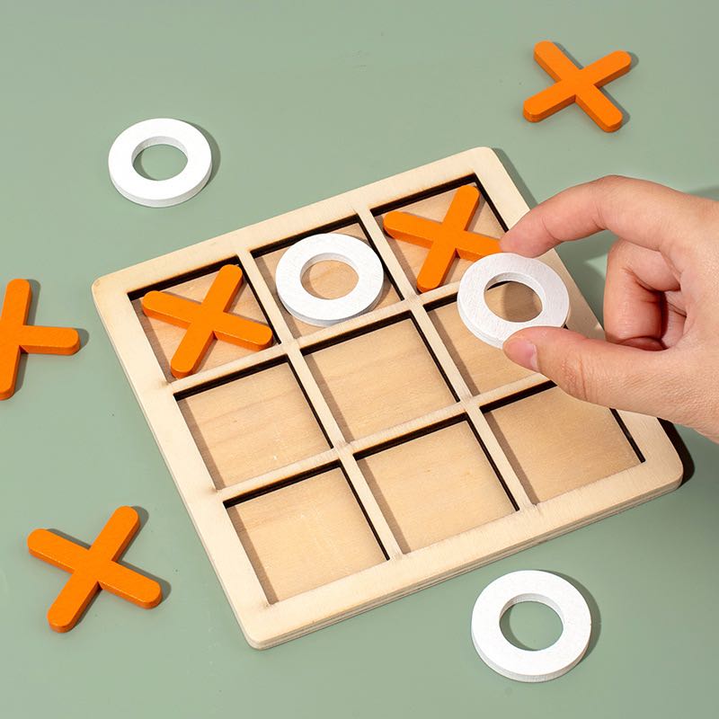 Wooden Tic Tac Toe Building Blocks Nine-Square Grid Xo Board Game, Educational Toy For Kids, Helps Logic And Thinking Skills, Wooden Games, Beer Pong