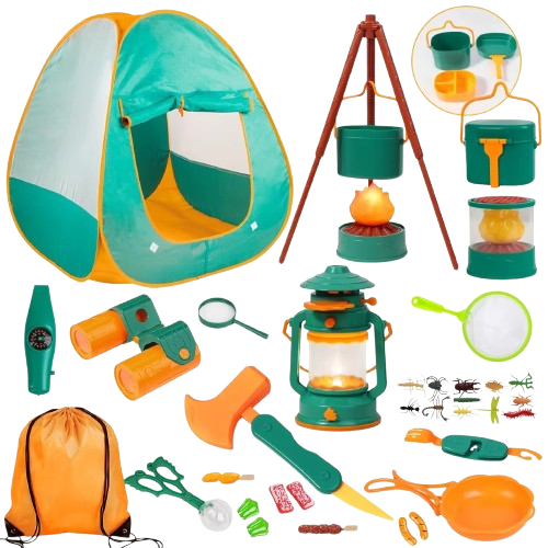 Kids Camping Set with Tent - Toddler Toys for Boys with Campfire, Camping Toys for Kids Indoor Outdoor Pretend Play, Gift Idea for Boys Age 3-6 Year Old Birthday Christmas