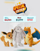 Blossom Silver Bunny Stuffed Animal, Medium & Eevee Plush Stuffed Animal Toy & Fire-Breathing Dragon Plush Stuffed Animal Toy