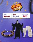 Men’s Red Tiger Eye & Lava Stone Bracelet – Handmade Energy & Protection Beads & Mens Adult Scream Ghost Face Costume, Black & Women’s Corduroy Bow Slippers – Memory Foam Crossband House Slides