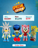 Sonic the Hedgehog Silver Plush Doll – 98960 & Metal Sonic Plush – Sonic the Hedgehog Stuffed Toy & Super Sonic Plush – Sonic the Hedgehog & Amy Rose Plush – Sonic the Hedgehog Stuffed Toy (Red Dress)