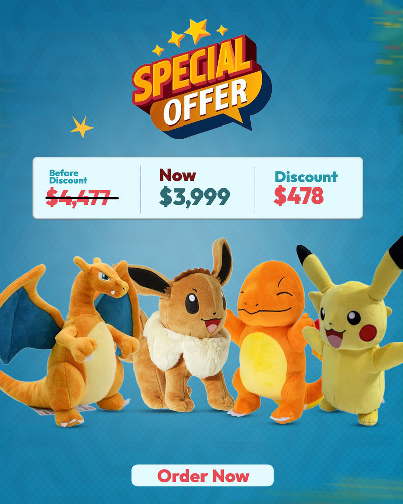 Fire-Breathing Dragon Plush Stuffed Toy & Eevee Plush Stuffed Toy & Charmander Plush – Soft Quality Stuffed Toy & Pikachu Plush – Soft Quality Generation One Stuffed Toy
