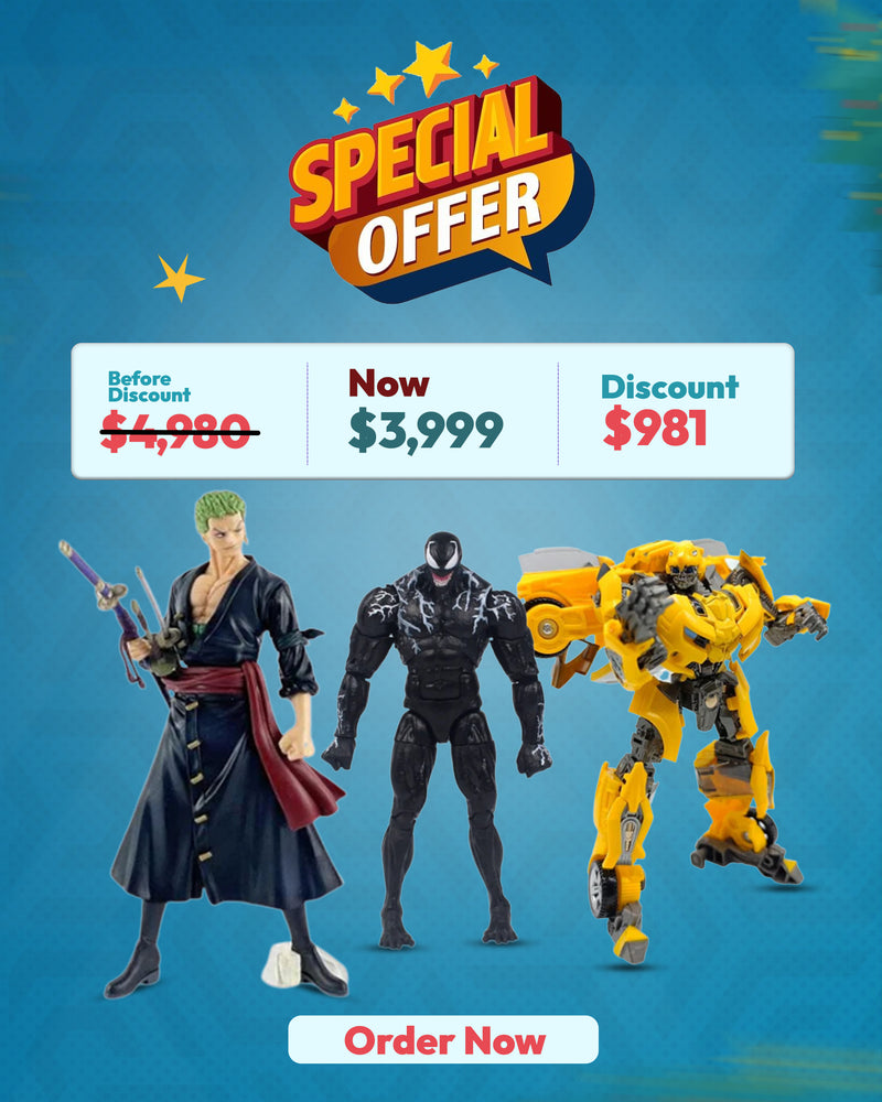 Roronoa Zoro Raid on Onigashima One Piece Action Figure & Legends Series Venom Action Figure – Premium Design with 3 Access6ories & Deluxe Class Movie 1 Bumblebee Action Figure – Ages 8+