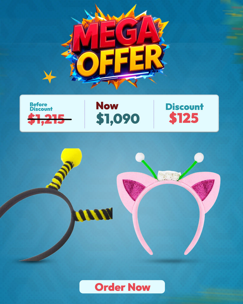 14PCS Bee Tentacle Headbands – Fun Party Hair Accessories & 4-Pack Cat Ear Headbands – Flannel Cartoon Cosplay Hair Accessories for Girls