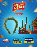 Set of 2 Artificial Norfolk Pine Garlands – 9ft Realistic Christmas Greenery & 4 Pack Christmas Tree Taper Candles with Remote Control