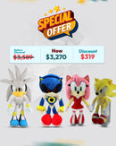 Sonic the Hedgehog Silver Plush Doll – 98960 & Metal Sonic Plush – Sonic the Hedgehog Stuffed Toy & Super Sonic Plush – Sonic the Hedgehog & Amy Rose Plush – Sonic the Hedgehog Stuffed Toy (Red Dress)