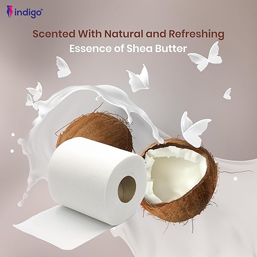 indigo Bliss Luxury Scented Bathroom 40 Toilet Rolls 2 Ply Shea Butter - Super Soft and Strong Toilet Paper - Ultimate Quilted Comfort for a Luxurious Bathroom Experience - 4 x10 Rolls Pack = 40 Rolls