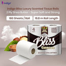 indigo Bliss Luxury Scented Bathroom 40 Toilet Rolls 2 Ply Shea Butter - Super Soft and Strong Toilet Paper - Ultimate Quilted Comfort for a Luxurious Bathroom Experience - 4 x10 Rolls Pack = 40 Rolls