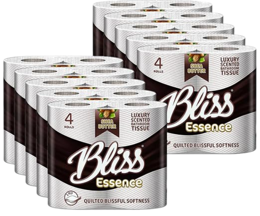indigo Bliss Luxury Scented Bathroom 40 Toilet Rolls 2 Ply Shea Butter - Super Soft and Strong Toilet Paper - Ultimate Quilted Comfort for a Luxurious Bathroom Experience - 4 x10 Rolls Pack = 40 Rolls